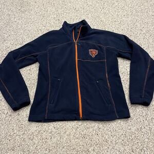 NFL Chicago Bears Full Zip Fleece Jacket Sz M Navy Orange Football